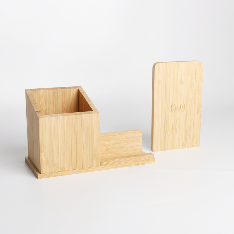 15w three-in-one bamboo and wood pen holder stand wireless charger mobile detachable mobile phone wireless charging logo_voghion.com
