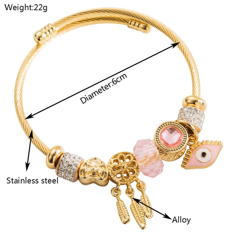 Bracelet en or style Panjiadora, personnalité féminine, huile dégoulinante, œil du diable, pendentif incrusté de diamants, acier inoxydable_voghion.com