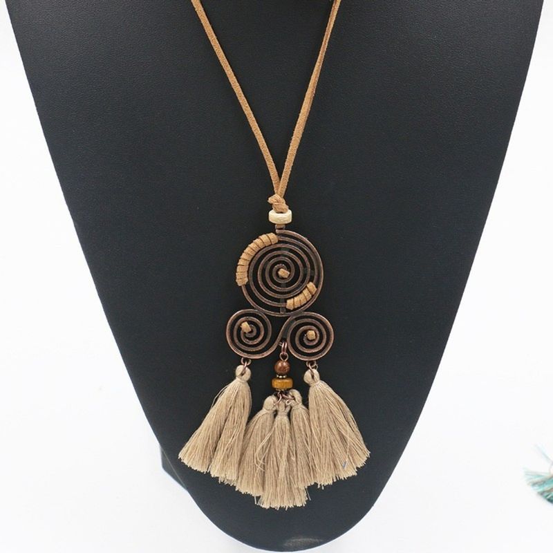 Mode Boho Lange Kwast Etnische Stijl Retro Wer Hanger Dames Trui Ketting Strand Reizen Dagelijkse Sieraden_voghion.com
