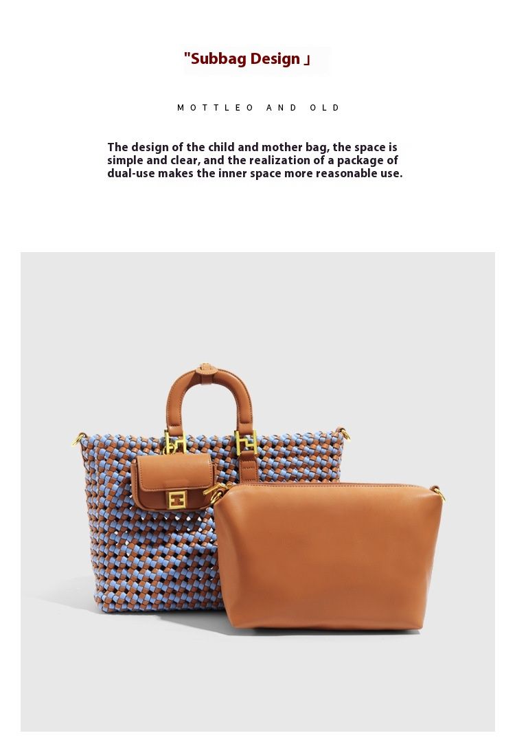 Håndvesker til kvinner, nye sommervevde handlevesker, enkle, uformelle skuldervesker, fasjonable og allsidige mor-og-barn-vesker, myntvesker._voghion.com