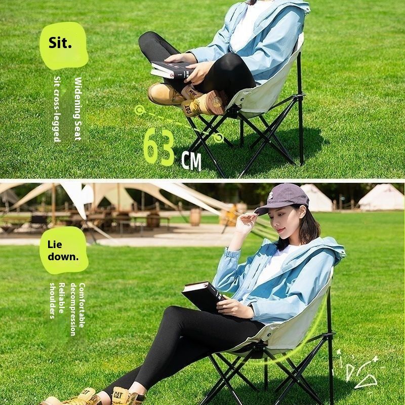 Camping Picnic Art Sketching Chair Portable Lightweight Fishing Stool Outdoor Moon Recliner Folding Bed_voghion.com