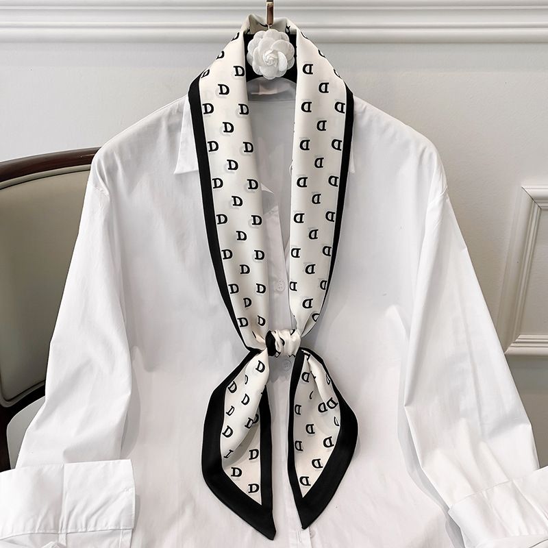 Spring Autumn New Letter Thin and Narrow Small Women's Headband Decorative Scarf Long Bar Tie Bag Belt_voghion.com