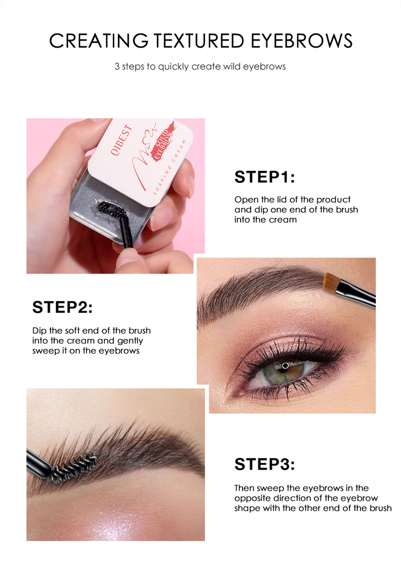 carina QIBEST Άχρωμο Σαπούνι Φυσική Στερεοσκοπική Κρέμα Τζελ Σταθεροποίησης Φρυδιών_voghion.com