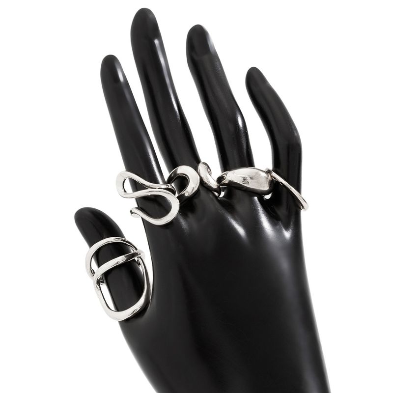 ins liquido linea geometrica anello aperto nicchia design irregolare lava anello mano gioielli donna_voghion.com