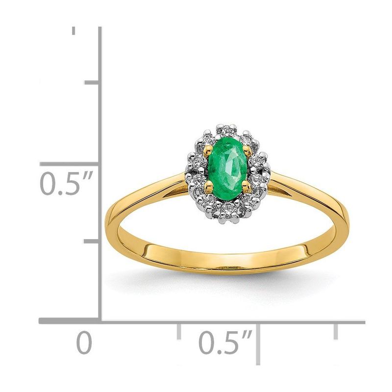 14k Diamond And Oval Emerald Halo Ring_voghion.com