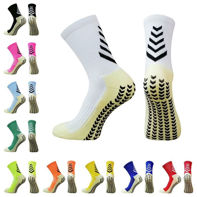 Calzini da uomo, calzini da calcio, calzini sportivi da uomo a metà tubo, calzini da corsa, antiscivolo, in silicone, con fondo spesso in asciugamano, resistenti all'usura, assorbenti del sudore_voghion.com