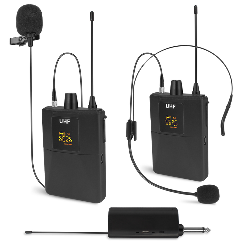 Système de microphone Lavalier sans fil UHF 30 canaux avec 1 récepteur portable gamme Dynamic164ft pour karaoké discours PA_voghion.com