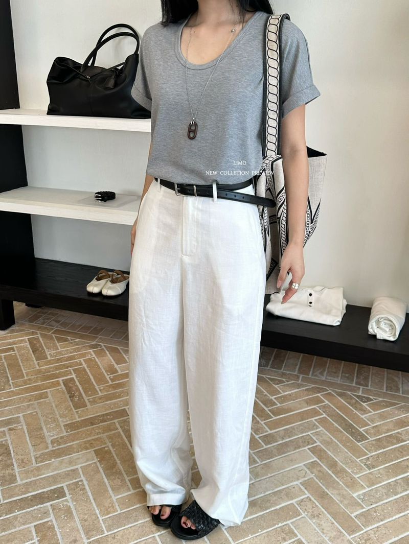 Luxury Linen-Blend Wide Leg Pants – High Waisted, Flowy & Breathable For Summer – Comfortable Straight Leg Trousers_voghion.com