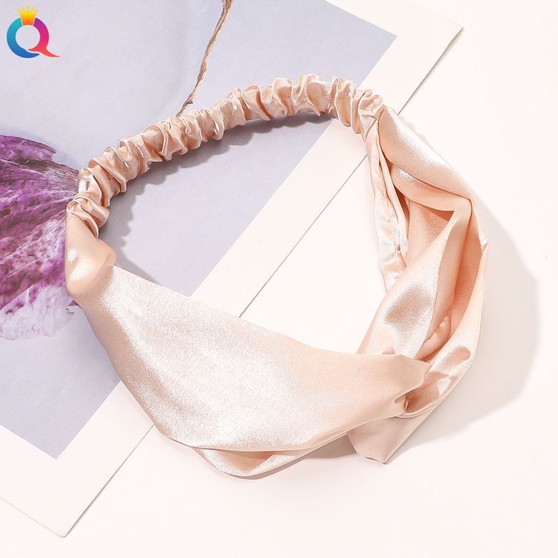 Satin Hairband - Crisscross Headband For Women, Elegant Boho Hair Accessory (Solid Color, Adjustable, 2.5cm Width)_voghion.com
