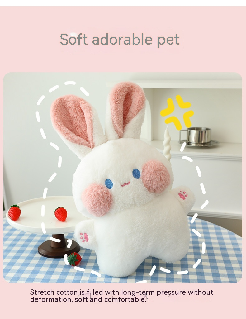 Muñeco de peluche de conejo Dudu con pelo cortado, muñeco de conejo pequeño, almohada para tirar como regalo_voghion.com