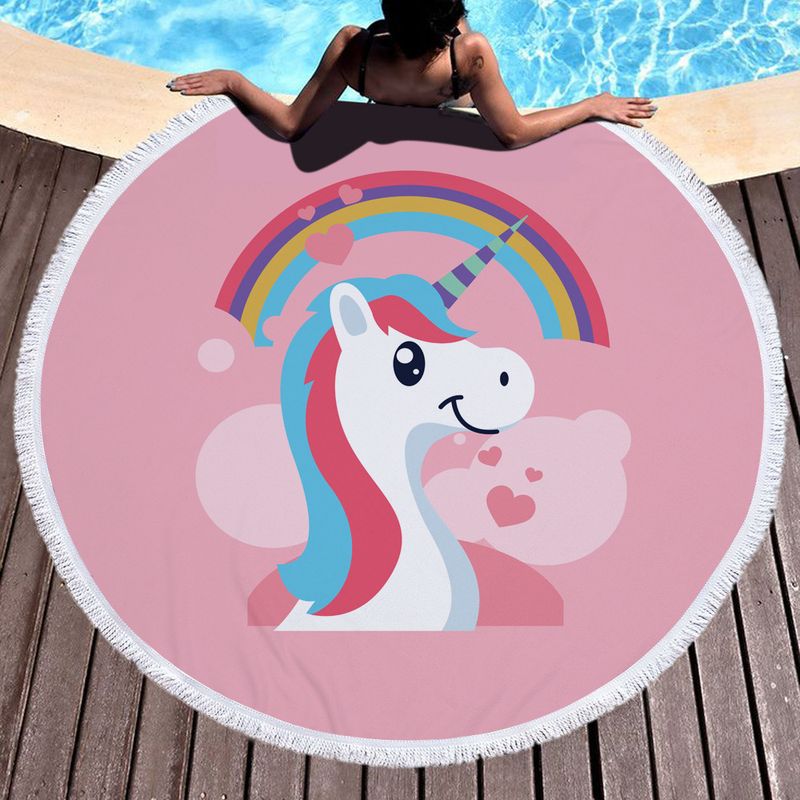 Microvezel ronde strandhanddoek, vakantie aan zee, reismode, sjaal, picknickmat, digitaal reactief bedrukt badhanddoek_voghion.com
