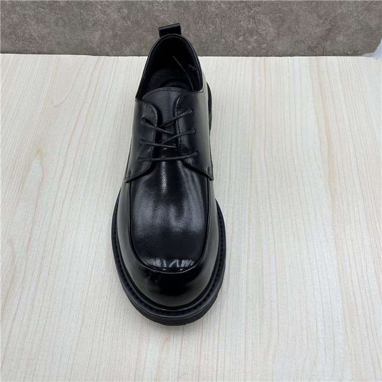Thick Bottom Spring Lace-up Wear-Resistant Business Big Head Leather Shoes_voghion.com