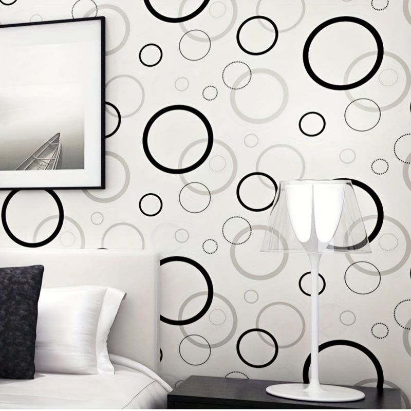 New Black And White Circle Bedroom Living Room Removable Decorative Waterproof Self-adhesive Wallpaper_voghion.com