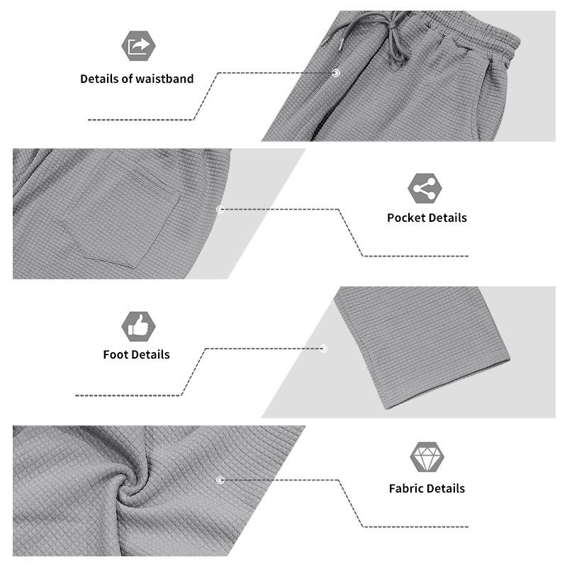 Men’s Jacquard Checkered Casual Pants – Classic Straight-Leg Trousers With Drawstring Waist (95% Polyester, Wrinkle-Free, White/Navy/Army Green)_voghion.com