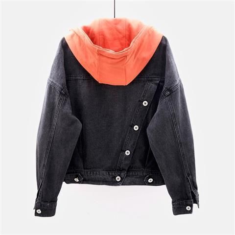 Jeansjacke für Studentinnen im koreanischen Stil, lockerer Kurzmantel, langärmelige Kapuzenjacke, mehrere Taschen, All-Match-Oberteile, Herbst und Winter_voghion.com