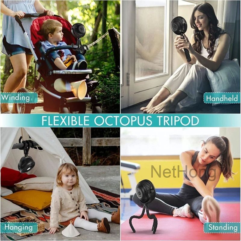 Portable Mini Handheld Stroller Cooling Fan Clip On Desk 3Mode USB Rechargeable_voghion.com