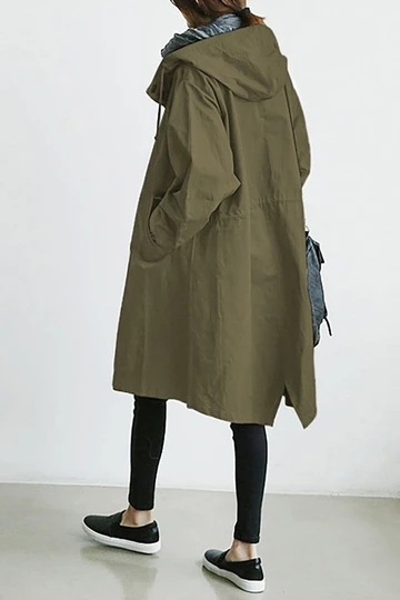 Dames casual stijl trenchcoat Dames medium lange kleine temperament taille lange mouw trenchcoat_voghion.com