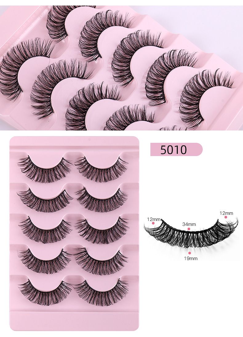 Hot-Selling 5-Pair Set Russian Curl D-Curve False Natural Dense Fluffy Curled Eyelashes_voghion.com