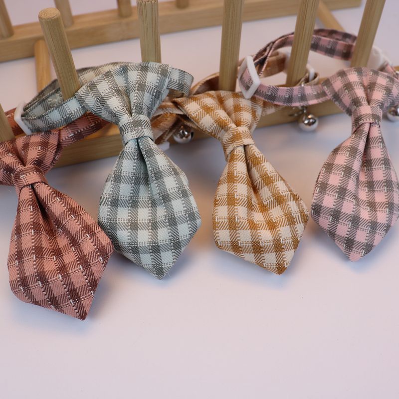 Nuovo collare a quadri per cani e gatti di piccola taglia, con papillon, grazioso accessorio da collo da uomo_voghion.com