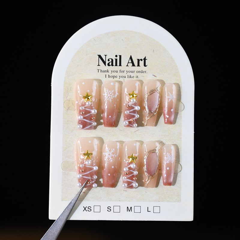 Ongles à ongles artisanaux Snow, tendance, motif cœur, pour Noël, doux et polyvalents, vente en gros d'usine_voghion.com