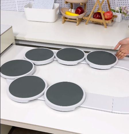 Vassoio girevole – Lazy Susan espandibile per tavolo da pranzo e cucina – Bianco (4/6/8 livelli, impilabile e salvaspazio)_voghion.com