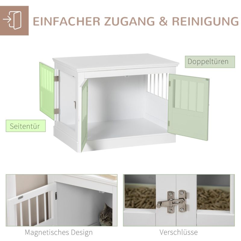 Hundekäfig 78x59,3cm Mit 3 Türen, Hundehütte Für Zuhause, Blanco_voghion.com