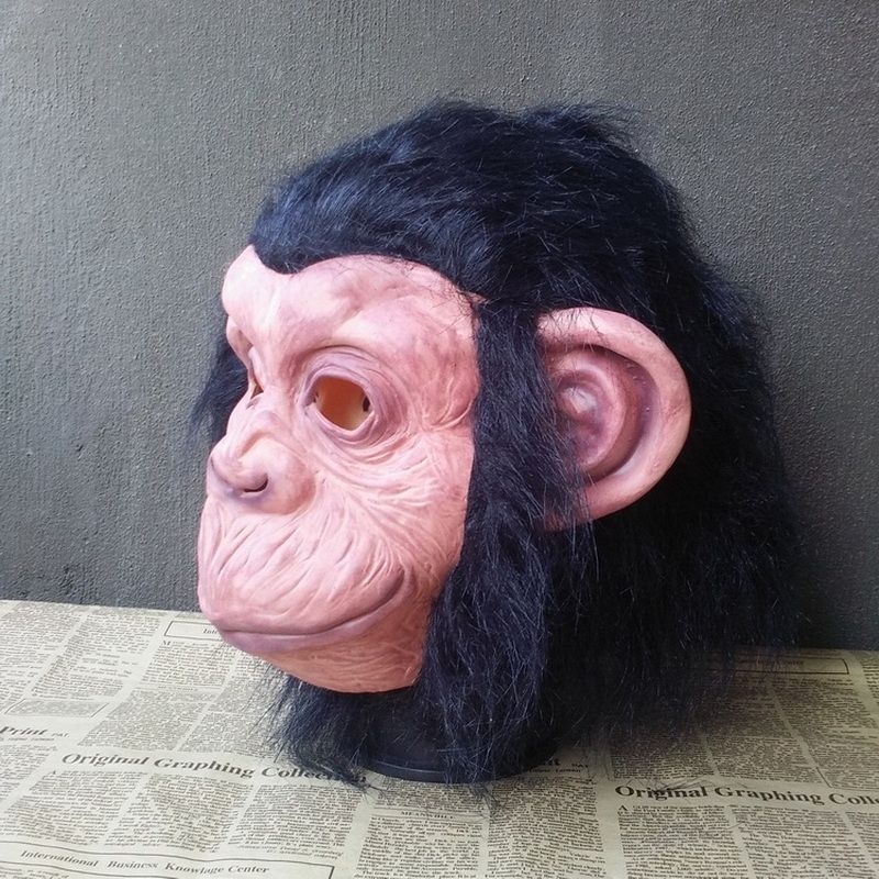 Maschera da scimmia animale con cappuccio da gorilla per Halloween e orrore, motivo: carino Wukong_voghion.com