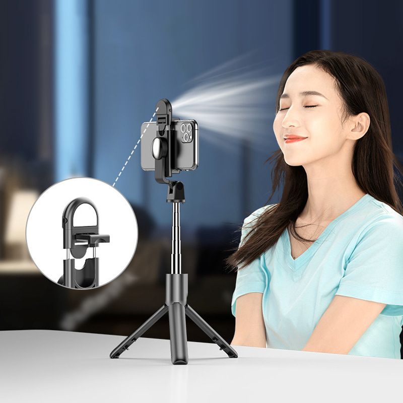 Bezvadu Bluetooth 4.0 Fill Light Selfie Stick salokāms mini statīvs, paplašināms ar Bluetooth tālvadības pulti priekš Xiaomi Huawei_voghion.com