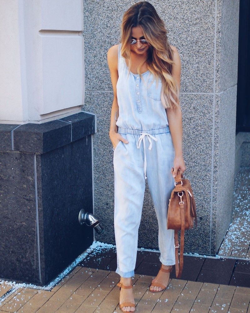 Women's vest waist slimming fashion jeans jumpsuit trousers spot_voghion.com