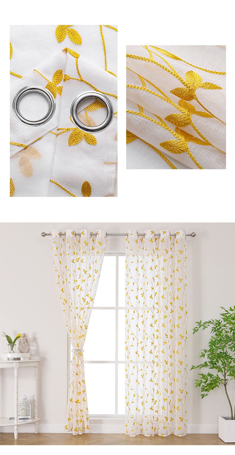 Floral Sheer Curtains - Semi-Sheer & Light Filtering (Embroidered Boho Style For Living Room & Bedroom, Ready-to-Hang Window Drapes)_voghion.com