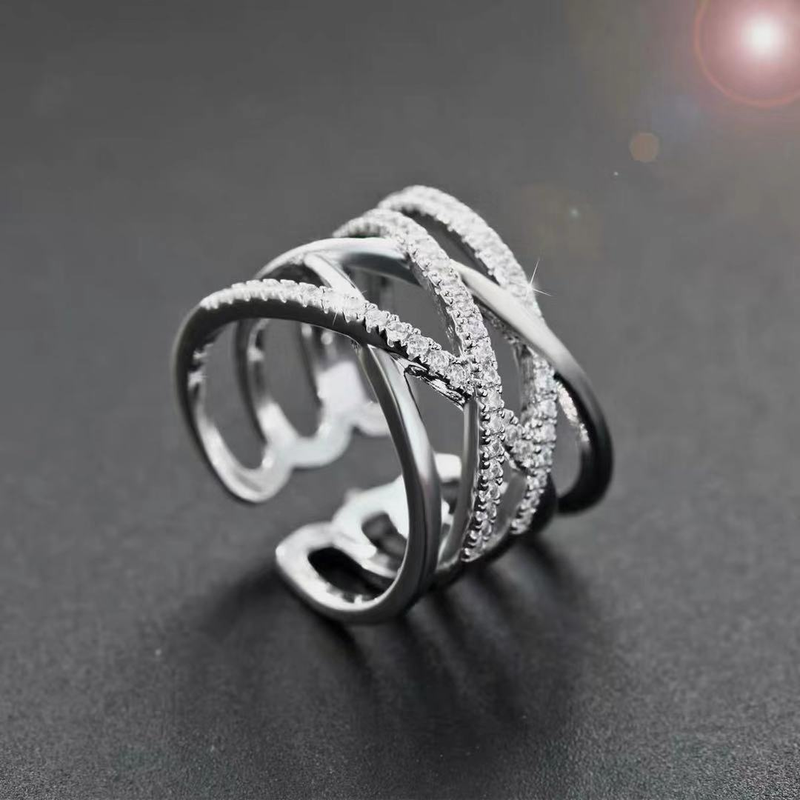 Sterling VENUS Sier Multilayer Zircon Inlay Rings Female Fashion Personality Party Jewelry Gift Wholesale_voghion.com