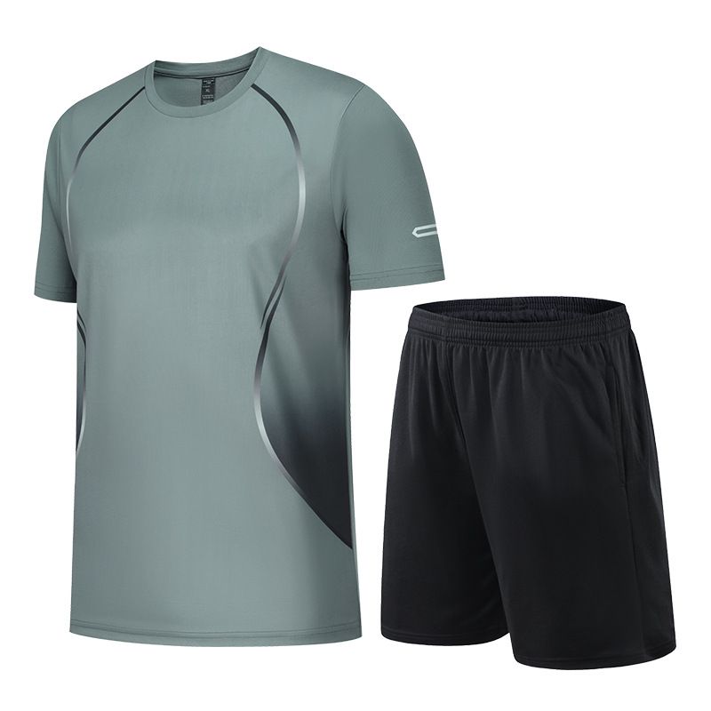 LazyZoom Ensemble de vêtements de sport unisexe d'été, t-shirt fin, ample, respirant, à séchage rapide, décontracté, fitness, course à pied, entraînement_voghion.com