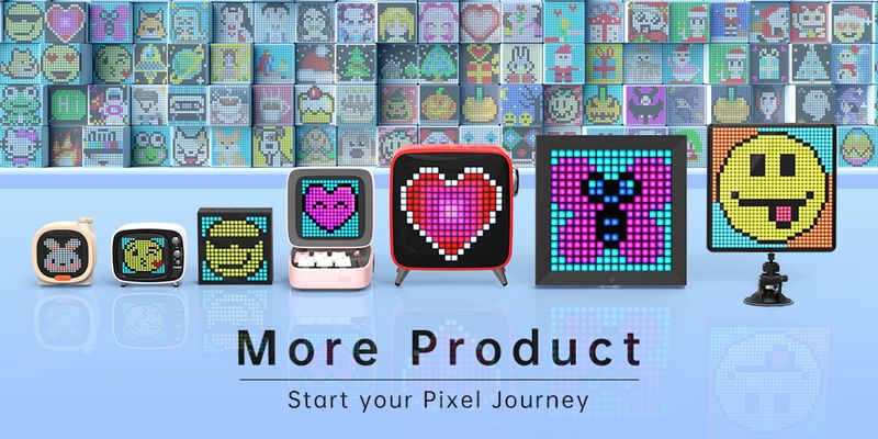 Ditto Bluetooth Speaker Retro Pixel Art Game Portable With 16X16 App Controlled Front Screen Pink DIY LED Display Board_voghion.com