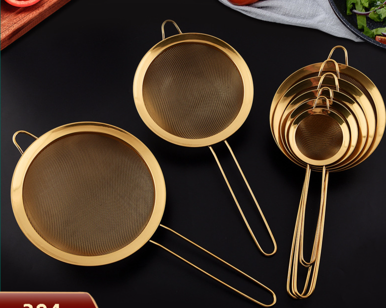 304 Gold-Plated Thickened Soy Milk Filter Flour Sieve Stainless Steel Beveled Edge Diagonal Oil Grid_voghion.com