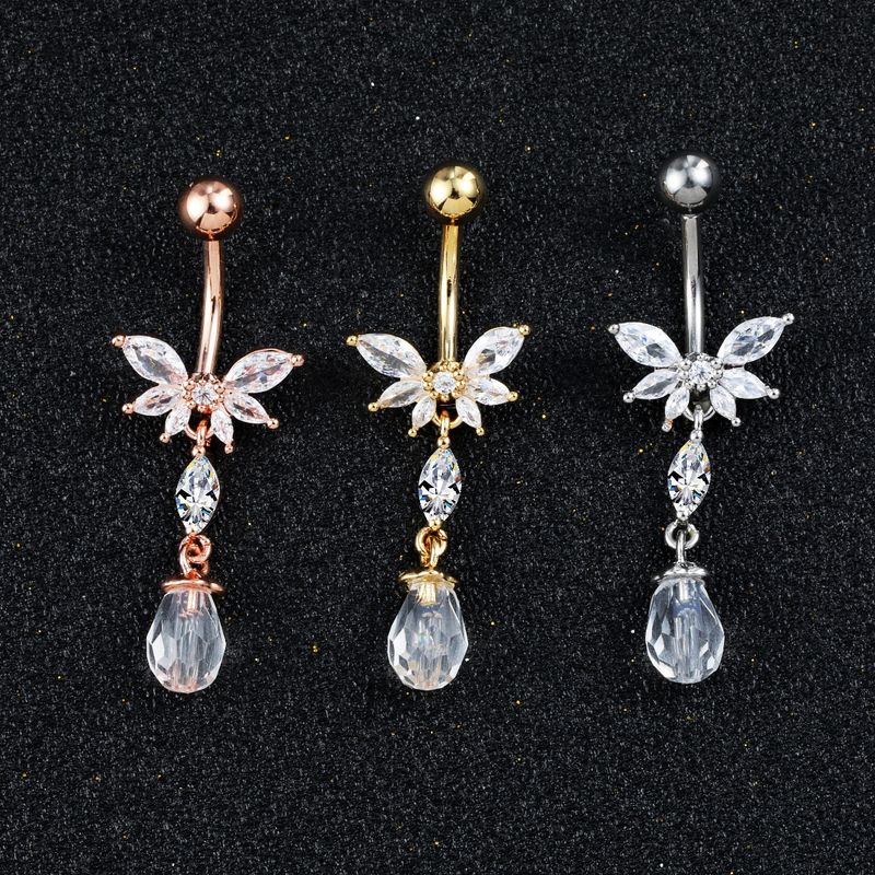 Piercing a farfalla per ombelico - Zirconia cubica AAA e acciaio chirurgico 316L, gioiello boho per il corpo (14G/16G, ipoallergenico, confezione regalo)_voghion.com
