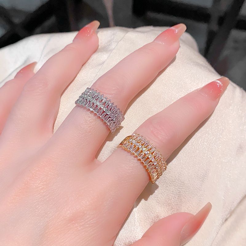 LISA YUNXI Geometric Open Ring – Micro-Pavé CZ T-Square Ring, Adjustable 18K Gold Plated Brass Statement Jewelry (VJ388)_voghion.com