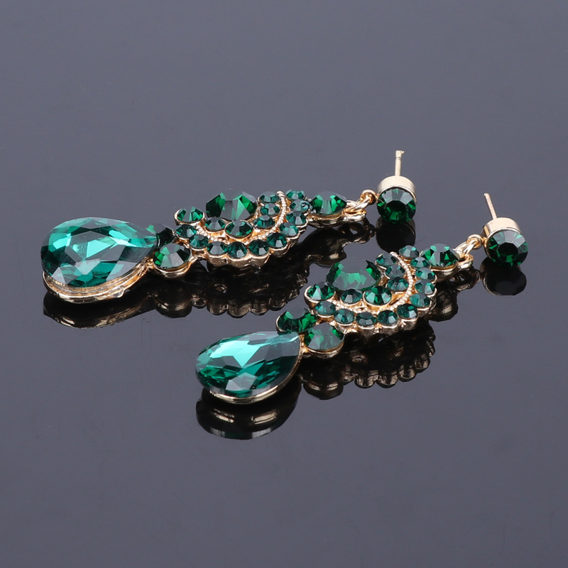 Luxuriöse Statement-Halskette, Ohrringe, Armband, Ring, Schmucksets für Frauen, Kristall-Lätzchen, goldfarbene Kette, Brautschmuck_voghion.com