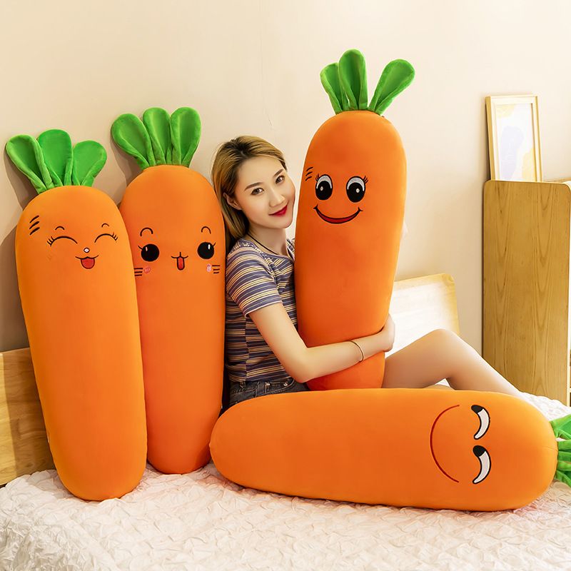Cuscino a forma di carota lunga, per dormire a letto, simpatici giocattoli di peluche a forma di coniglietto, bambole per bambine, estate_voghion.com