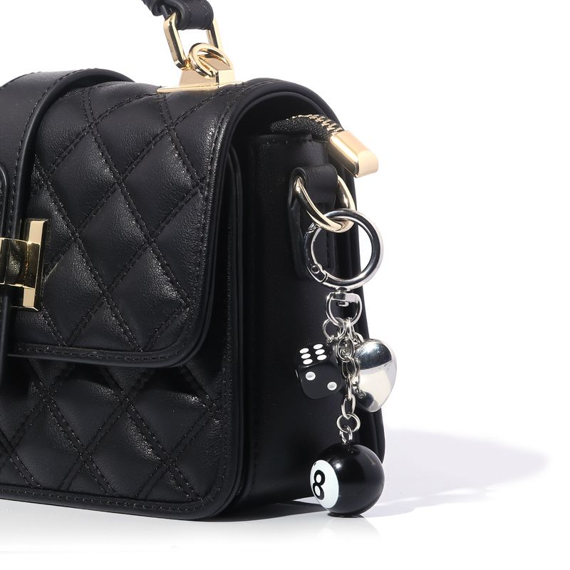 Punk Hiphop Black Dice No. 8 Billiards Keychain Y2K Pink Lucky Dice Starburst Pendant Bag Charms Hangings Ornament Accessories_voghion.com