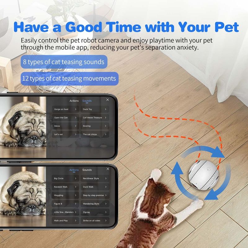 QF011 2MP Smart Pet Robot Camera with Night Vision & APP Remote Control(EU Plug)_voghion.com