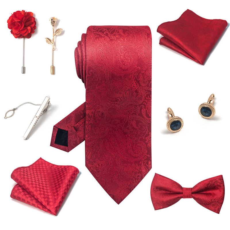 /Men's Ties & Handkerchiefs wedding groom's tie pocket square corsage gift box set men's tie ready stock wholesale_voghion.com