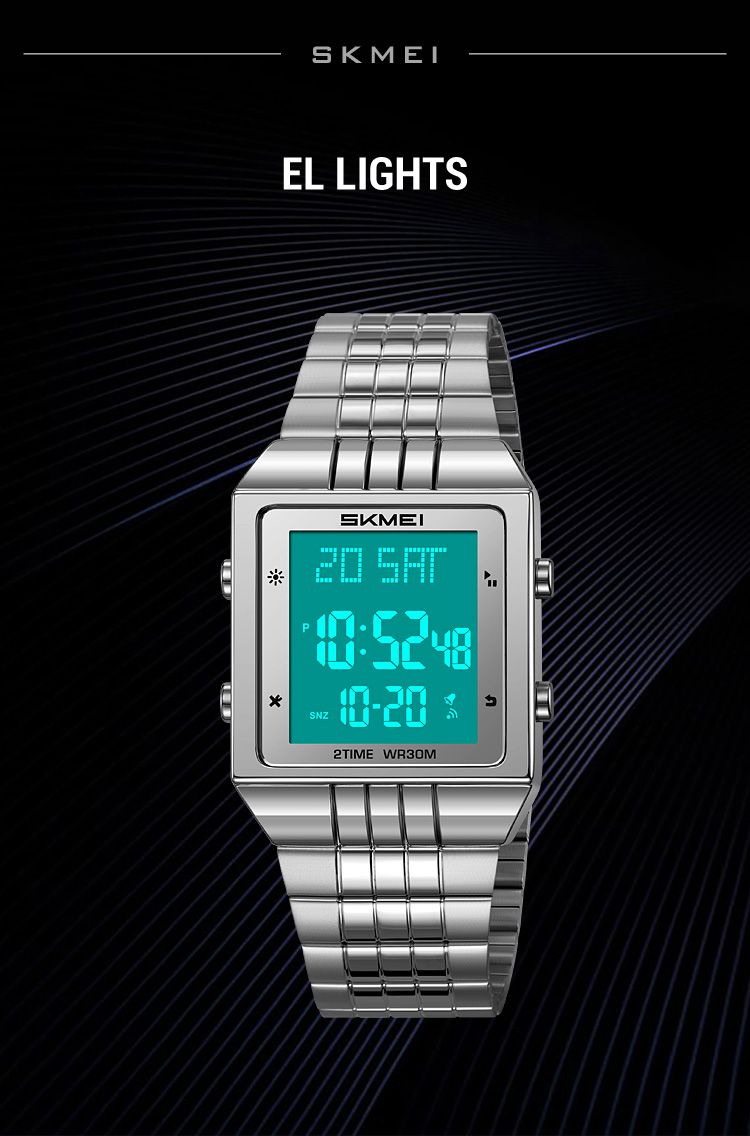 Digitale Uhr Mode Elektronische Uhren Für Herren Frauen Wasserdicht Edelstahl Streifen Stoppuhr Armbanduhr Reloj Hombre_voghion.com