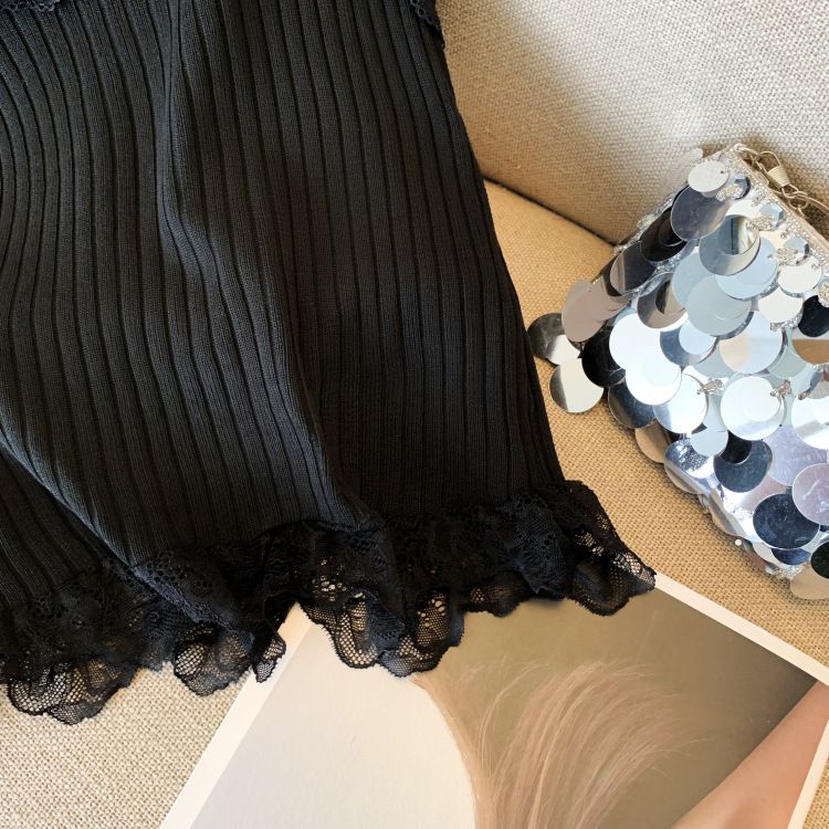 Damenbekleidung Real Shot Spot Sommer Neue kurze Spitze Pure Desire Style Süße heiße Mädchen Eis Seide gestrickte Leibchen Weste weiblich_voghion.com