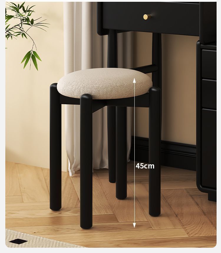 Solid Makeup Soft Rubber Wood Low Round Home Dining Dressing High Living Room Stackable Stool_voghion.com