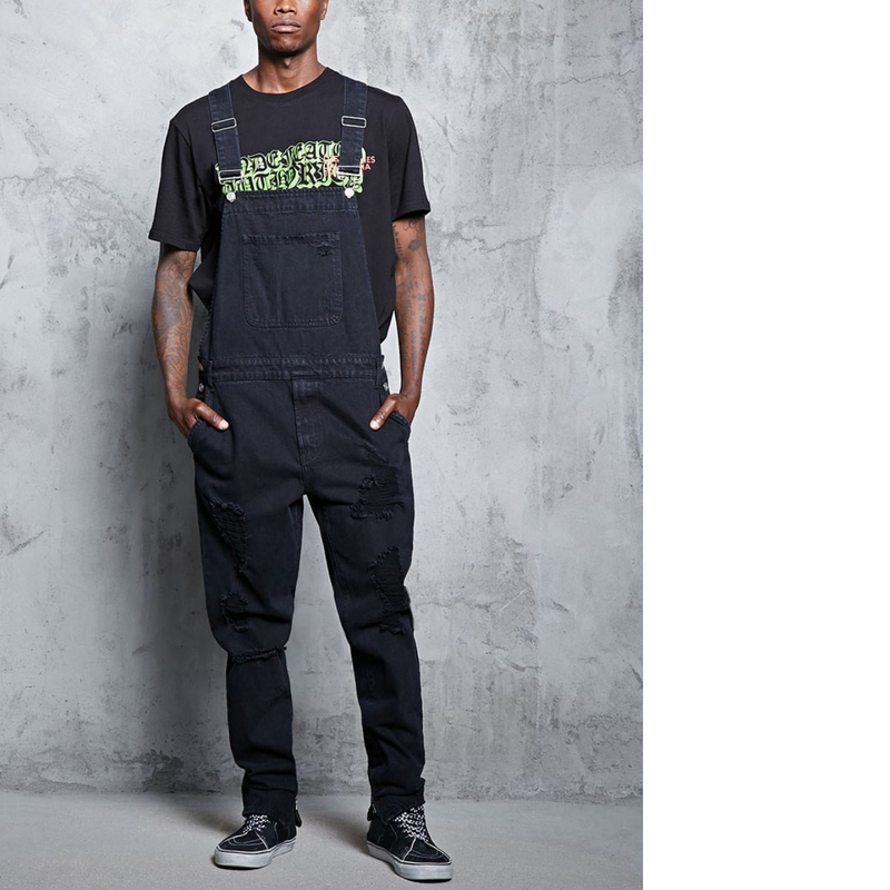 Man's clothing Stylish men's halter denim rompers Jeans pants pop pop work clothes_voghion.com