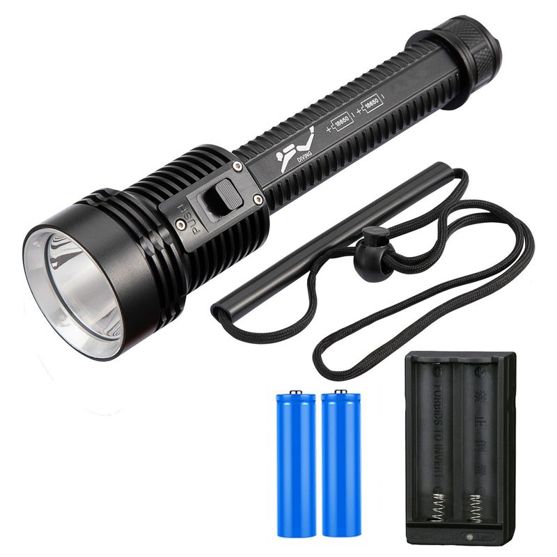 Torcia elettrica subacquea ad alta luminosità, a lungo raggio, per pesca in mare, interruttore di controllo magnetico, dedicata alle immersioni_voghion.com