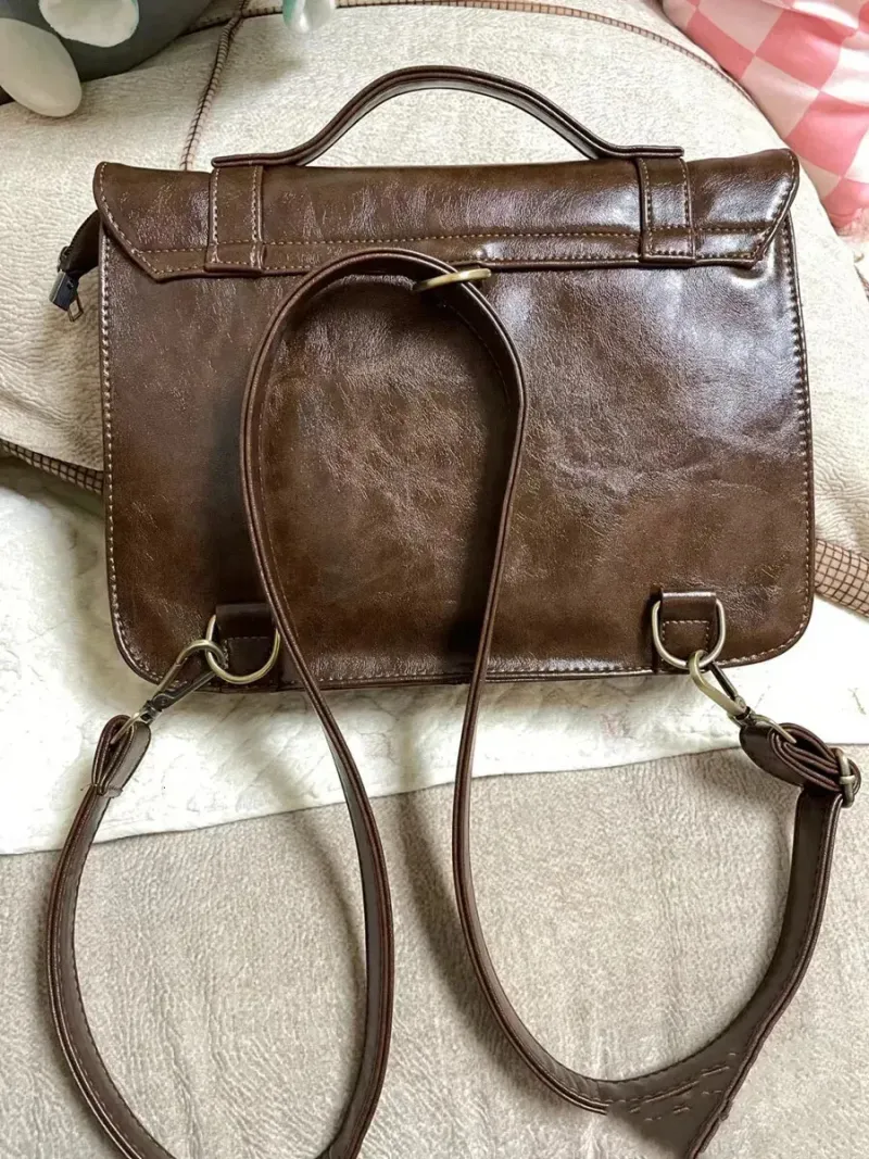 Student Backpack Autumn And Winter Buckle Mailman College Style Class Bag Fashionable Commuting Briefcase Crossbody_voghion.com