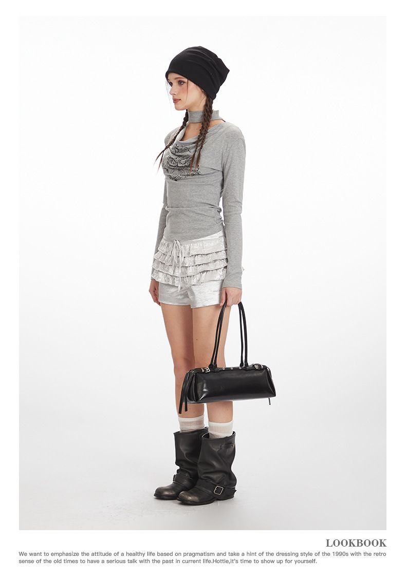 Abbigliamento da donna Top a maniche lunghe con scollo a cappuccio da donna - Maglietta basic elasticizzata aderente Tendenze moda più vendute_voghion.com