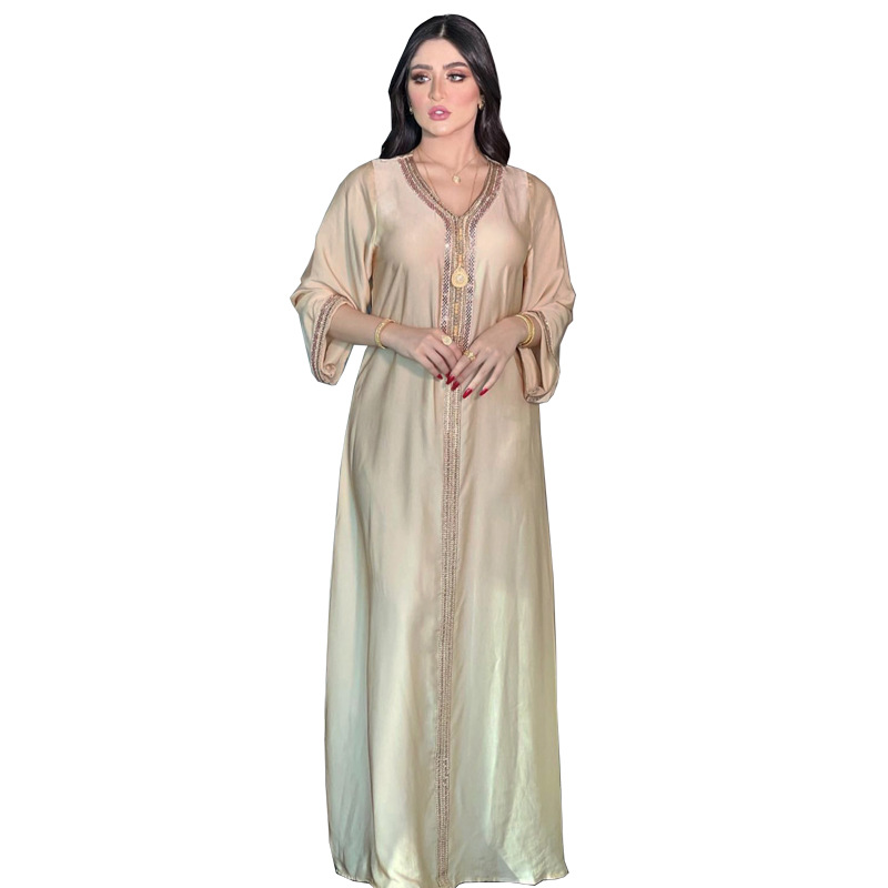 Moslimkleding voor dames Damesmode abaya Abaya Hot diamanten jurk Grote maat abaya_voghion.com
