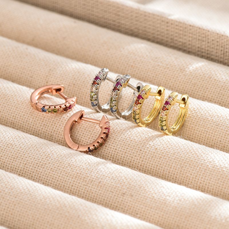 Orecchini di alta qualità, orecchini di nicchia con zirconi intarsiati color oro, orecchini geometrici con fibbia a forma di U e personalità_voghion.com